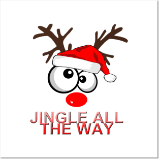 Big Eyed Jingle All The Way Reindeer Posters and Art